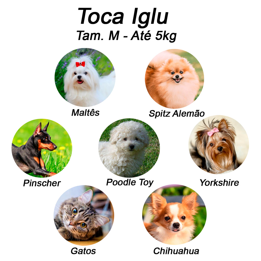 Cama Iglu e Toca Para Cachorro Luppet Luxo Preto Poa Tamanho:M