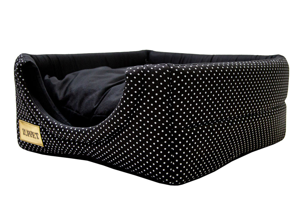 Cama Iglu e Toca Para Cachorro Luppet Luxo Preto Poa Tamanho:M