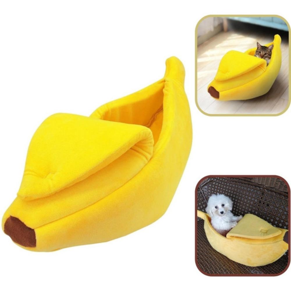 CASINHA CACHORRO CAMINHA PET GATO BANANA CAMA PELUCIA GRANDE  PORTATIL ALMOFADA