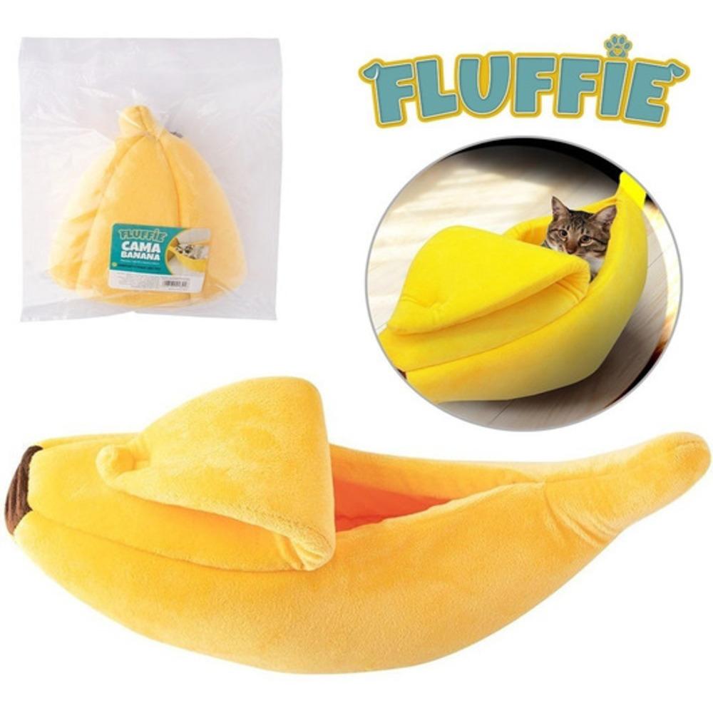 CASINHA CACHORRO CAMINHA PET GATO BANANA CAMA PELUCIA GRANDE  PORTATIL ALMOFADA